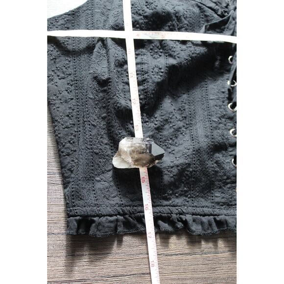 American Flirt Cropped Corset Top Ruffle Sleeve Whimsy Goth Cottagecore Romantic - Picture 8 of 9